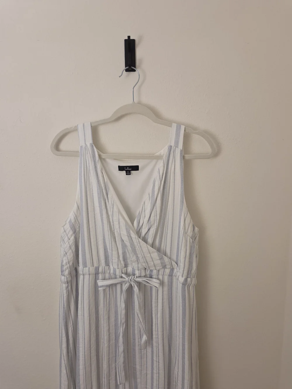 Lulus Capri Charm White And Blue Striped Midi Dress - Size XL - Picture 3 of 6